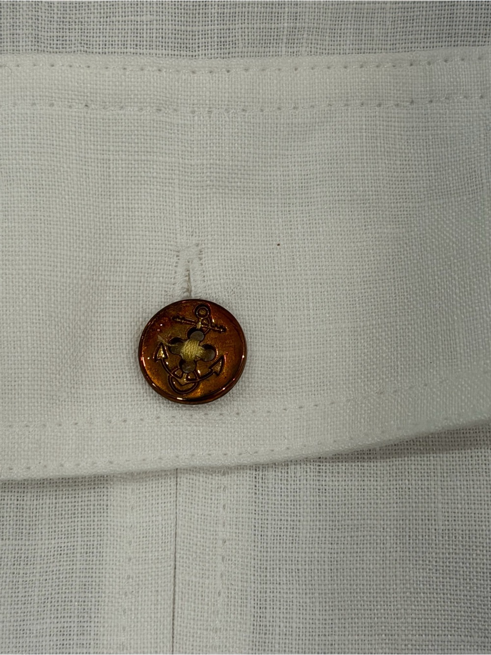 Lauren Ralph Lauren Shirt Size M Linen Tunic Nautical Gold Anchor Buttons - Picture 3 of 9